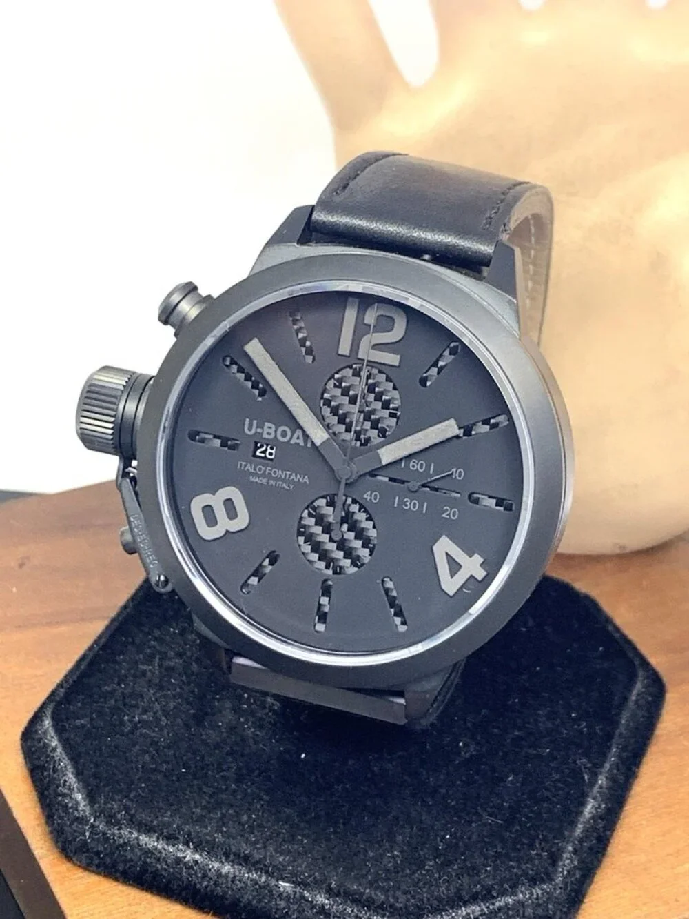 U-Boat Men's Watch Classico 2277 Lefty Chronograph Automatic Black Leather 53mm